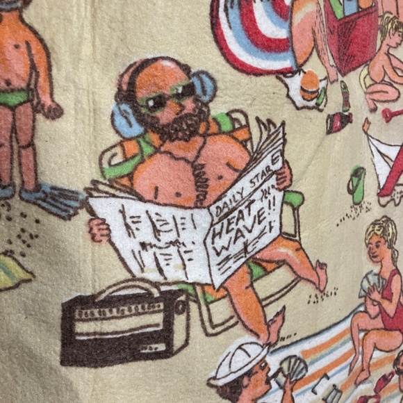 🏖️👙VINTAGE 1960's CHATHAM BEACH BLANKET,👙 CONEY ISLAND PRINT  69" x 46" - Picture 3 of 7